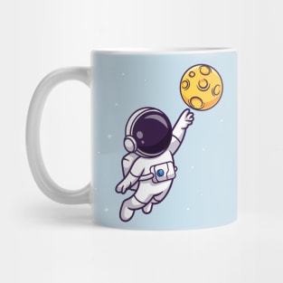Cute Astronaut Catching Moon Cartoon Mug